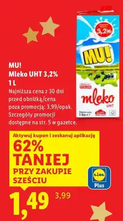 Lidl Mleko MU! Mleko UHT 3,2% oferta