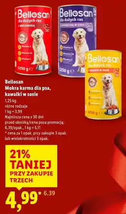 Lidl Bellosan Mokra karma dla psa, kawałki w sosie oferta