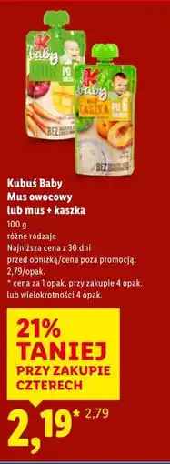 Lidl Kubuś baby Mus owocowy lub mus + kaszka oferta