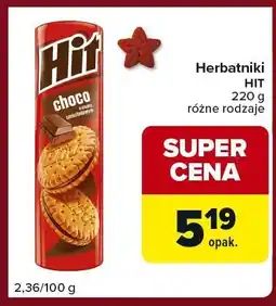 Carrefour Express Herbatniki HIT choco 220 g różne rodzaje oferta