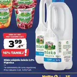 Netto Mleko wiejskie 2% Piątnica oferta