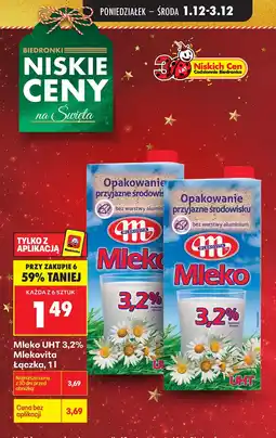 Biedronka Mleko UHT 3,2% Mlekovita Łączka, 1 l oferta