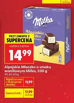 Biedronka Alpejskie mleczko o smaku waniliowym Milka 330g oferta