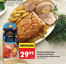 Biedronka Szynka świąteczna wieprzowa Prosto do piekarnika Biedronka, 3,00 zł/100 g oferta