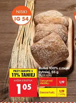 Biedronka Bułka 100% z mąki żytniej, 55 g Biedronka oferta
