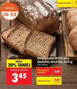 Biedronka Chleb żytni 100% bez dodatku drożdży, 450 g Biedronka oferta