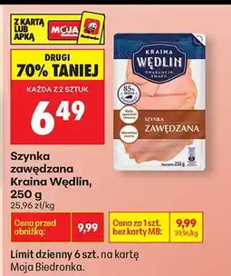 Biedronka Szynka zawędzana Kraina Wędlin, 250 g oferta