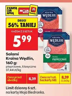 Biedronka Salami Kraina Wędlin, 96 g: pieprzowe, klasyczne oferta