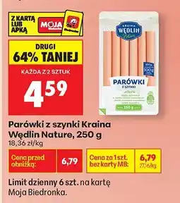 Biedronka Parówki z szynki Kraina Wędlin Nature, 250 g oferta