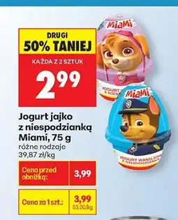 Biedronka Jogurt jajko z niespodzianką Miami, 75 g: różne rodzaje oferta
