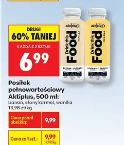 Biedronka Posiłek pełnowartościowy Aktiplus, 500 ml: banan, słony karmel, wanilia oferta