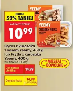 Biedronka Gyros z kurczaka z sosem Yeemy, 450 g lub Frytki z kurczaka Yeemy, 400 g oferta