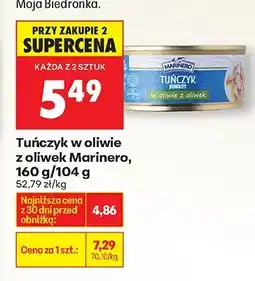 Biedronka Tuńczyk w oliwie z oliwek Marinero, 160 g/104 g oferta