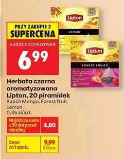Biedronka Herbata czarna aromatyzowana Lipton, 20 piramidek: Peach Mango, Forest fruit, Lemon oferta