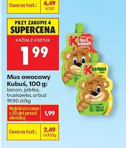 Biedronka Mus owocowy Kubuś 100 g oferta