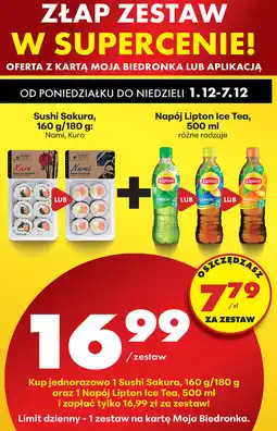 Biedronka Złap zestaw w supercenie- Sushi Sakura + Napój Lipton Ica Tea, 500ml oferta