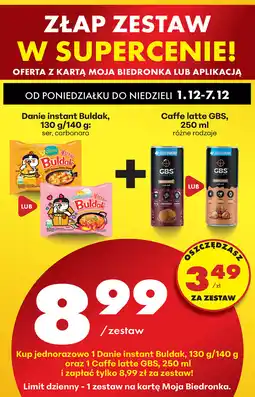 Biedronka Złap zestaw w supercenie - Danie instant Buldak, 130 g/140 g + Caffe latte GBS, 250 g oferta