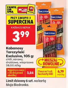 Biedronka Kabanosy Tarczyński Exclusive, 105 g oferta