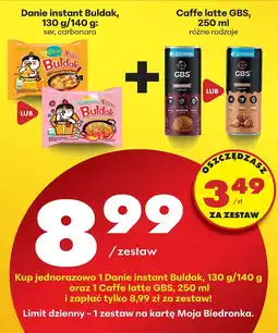 Biedronka Zestaw Caffe latte GBS + Danie instant Buldak ser GBS, Buldak oferta