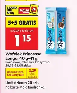 Biedronka Wafelek Princessa Longa 41 g kokosowa oferta