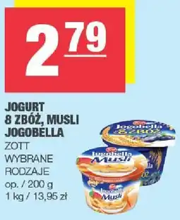 Spar Jogurt 8 zbóż, Musli Jogobella Zott wybrane rodzaje oferta