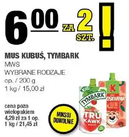Spar Mus Kubuś, Tymbark MWS wybrane rodzaje oferta
