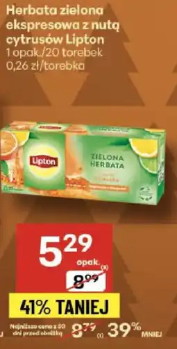 Delikatesy Centrum Herbata zielona ekspresowa z nutą cytrusów Lipton 20 torebek oferta