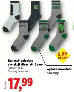 Lidl Skarpetki dziecięce z kolekcji Minecraft, 3 pary oferta