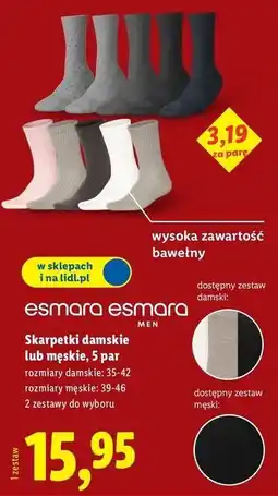 Lidl Skarpetki damskie lub męski, 5 par oferta