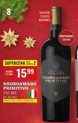 Biedronka Wino półwytrawne Masseria Trajone Negroamaro Primitivo oferta