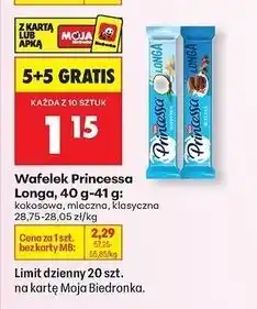 Biedronka Wafelek dark chocolate klasyczna Princessa Longa oferta