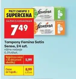Biedronka Tampony satin sense super plus Femina oferta