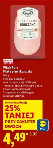 Lidl Filet z piersi kurczaka w plastrach Pikok Pure oferta