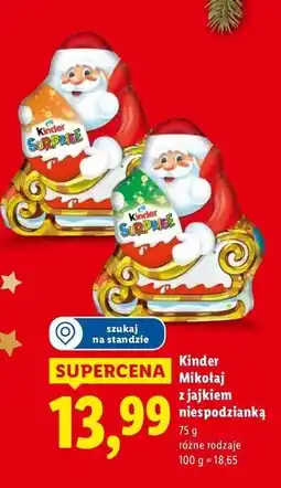 Lidl Figurka czekoladowa mikołaj Kinder Niespodzianka oferta