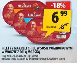 Arhelan Filety z makreli chili, w sosie pomidorowym, w wodzie z solą morską King Oscar oferta