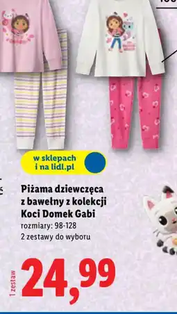 Lidl Piżama dziewczęca z bawełny z kolekcji Koci Domek Gabi oferta