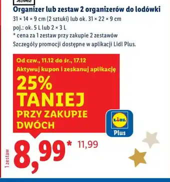 Organizer lub zestaw 2 organizerów do lodówki