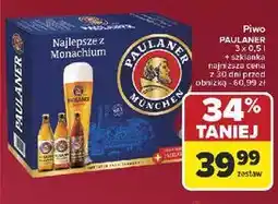 Carrefour Zestaw w kartonie paulaner weissbier 500 ml + munchner hell dunkel szklanka Paulaner oferta