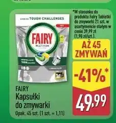 ALDI Tabletki do zmywarek lemon Fairy Platinum oferta