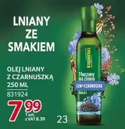 Selgros Olej lniany z czarnuszką Kujawski 250ml oferta