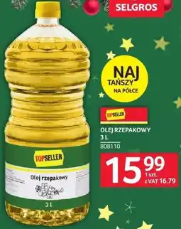 Selgros Olej rzepakowy Topseller 3L oferta