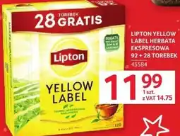 Selgros Herbata ekspresowa Lipton Yellow Label 92+28 torebek oferta