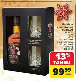 Carrefour Bourbon + 2 szklanki w pudełku Jim Beam Black Extra Aged oferta