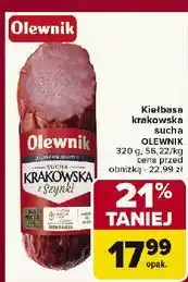 Carrefour Kiełbasa krakowska sucha z szynki Olewnik oferta