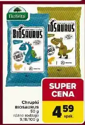 Carrefour Chrupki kukurydziane bezglutenowe ser Biosaurus oferta
