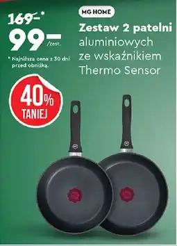Biedronka MG HOME Zestaw 2 patelni aluminiowych ze wskaźnikiem Thermo Sensor oferta