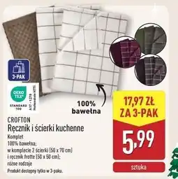 ALDI Ścierki 50 x 70 cm + ręcznik frotte Crofton oferta