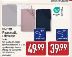 ALDI Prześcieradło z elastanem i gumką 180-200 x 220 cm Novitesse oferta