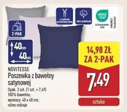 ALDI Poszewka z bawełny satynowej 40 x cm Novitesse oferta