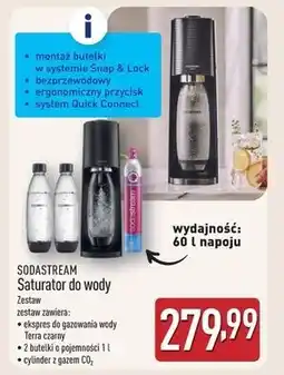 ALDI Saturator gaia black + cylinder butelka 1l Sodastream oferta